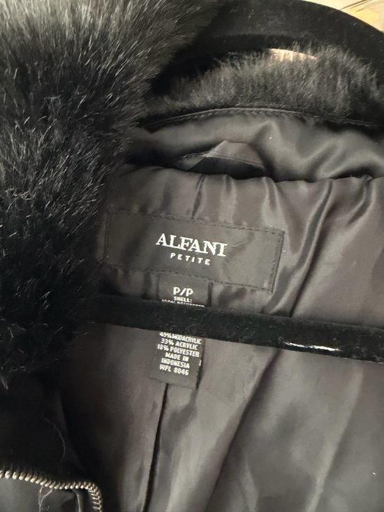 Alfani Jackets & Blazers - Alfani Petite Black Faux-Fur Trim Puffer Coat